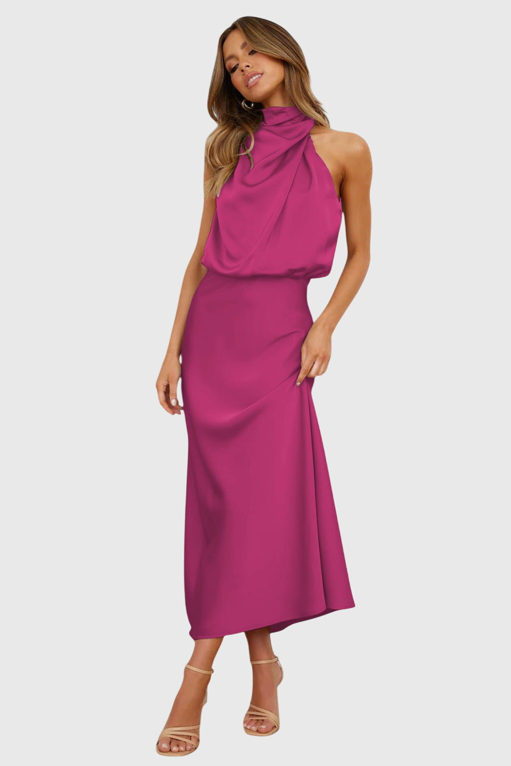 Ava | Glamourystyczna Sukienka Halter z Satyny