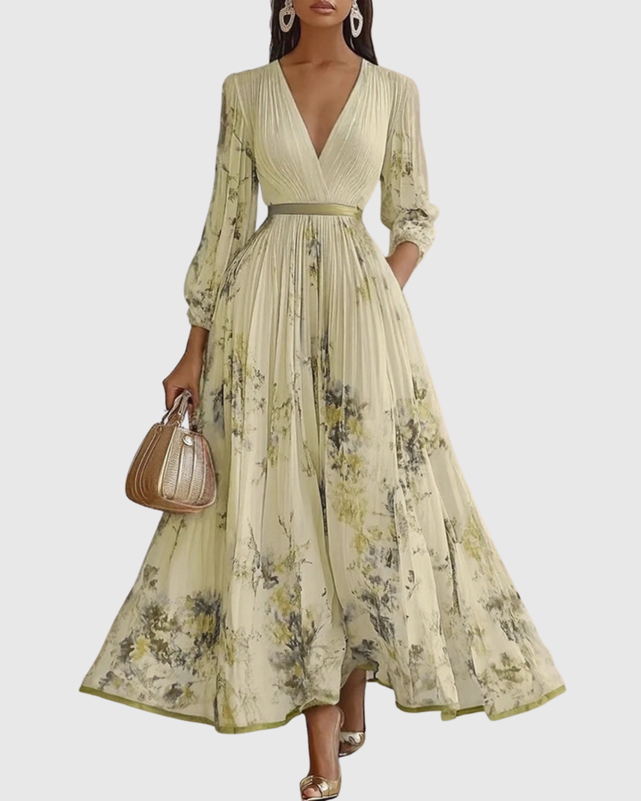 Rowella | Elegancka Maxi Sukienka z Faldami