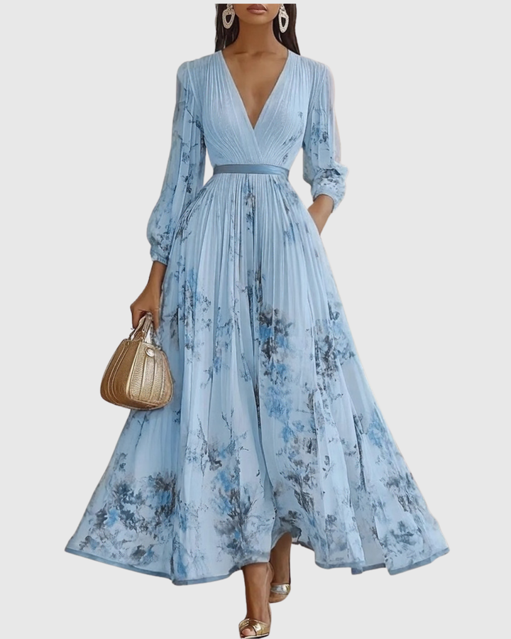 Rowella | Elegancka Maxi Sukienka z Faldami