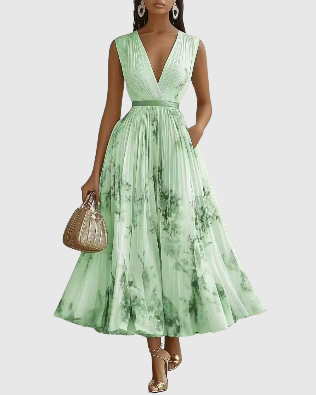 Rowella | Elegancka Maxi Sukienka z Faldami