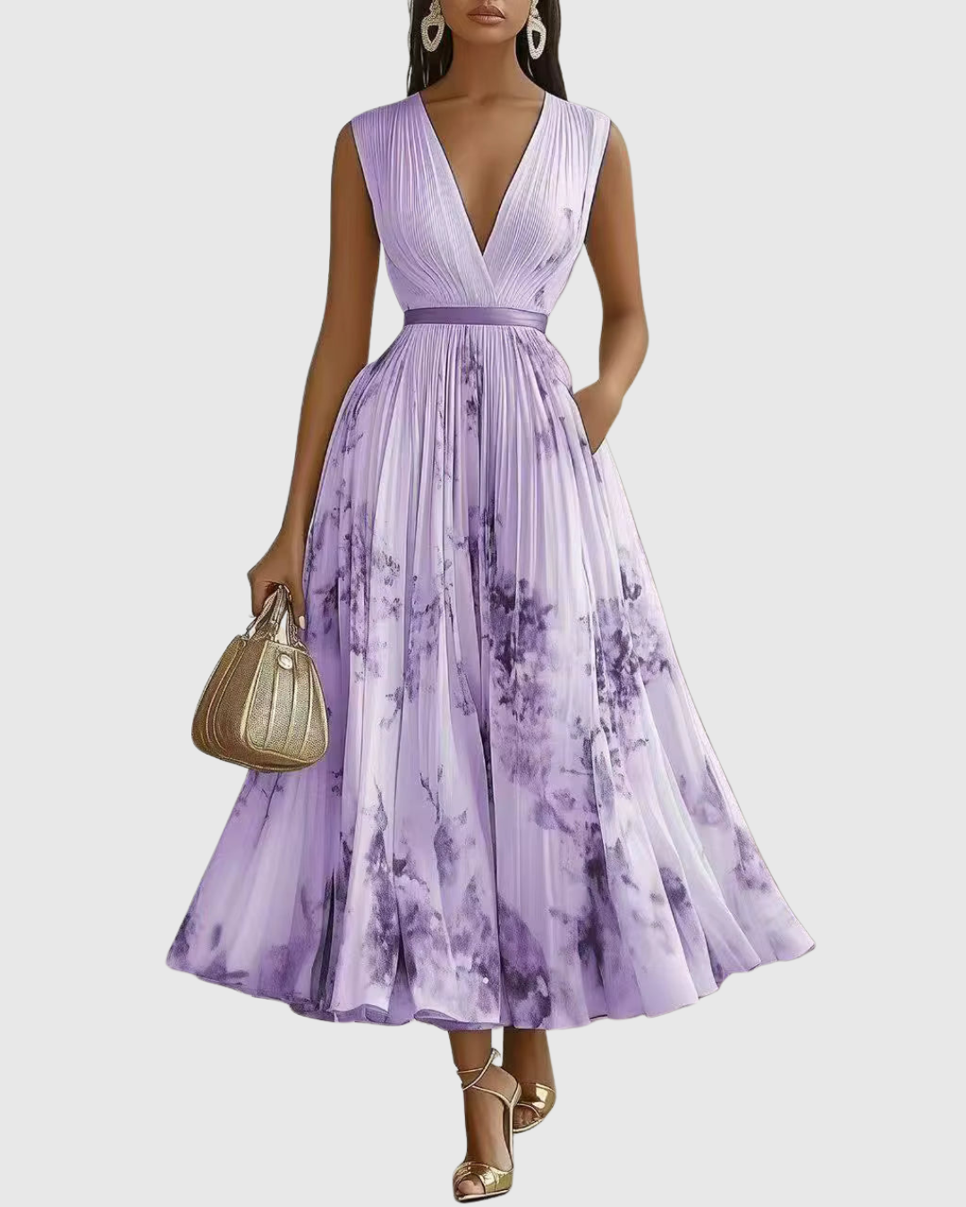 Rowella | Elegancka Maxi Sukienka z Faldami