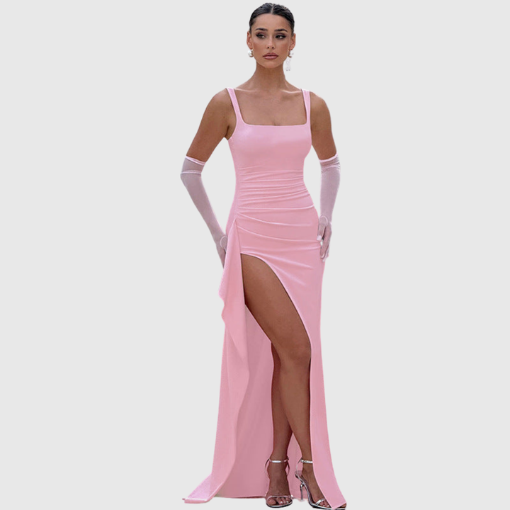 Cell | Elegancka formalna sukienka maxi z odkrytymi plecami