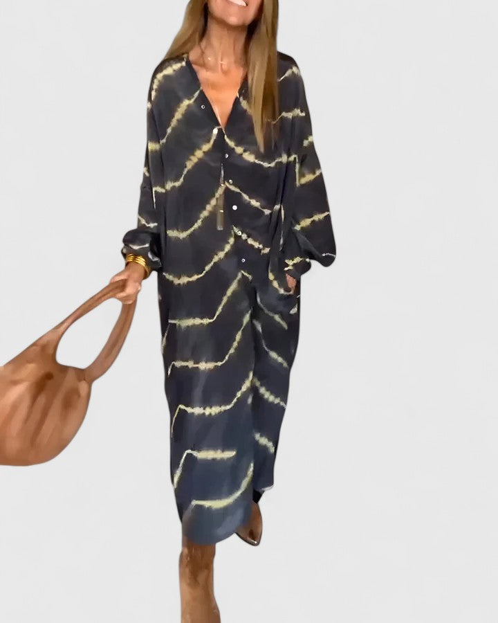 Amelie | Elegancka Boho Striped Maxi Dress