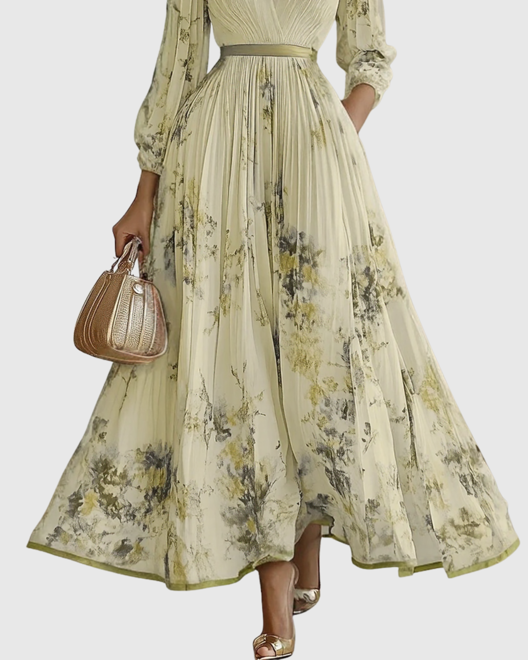 Rowella | Elegancka Maxi Sukienka z Faldami