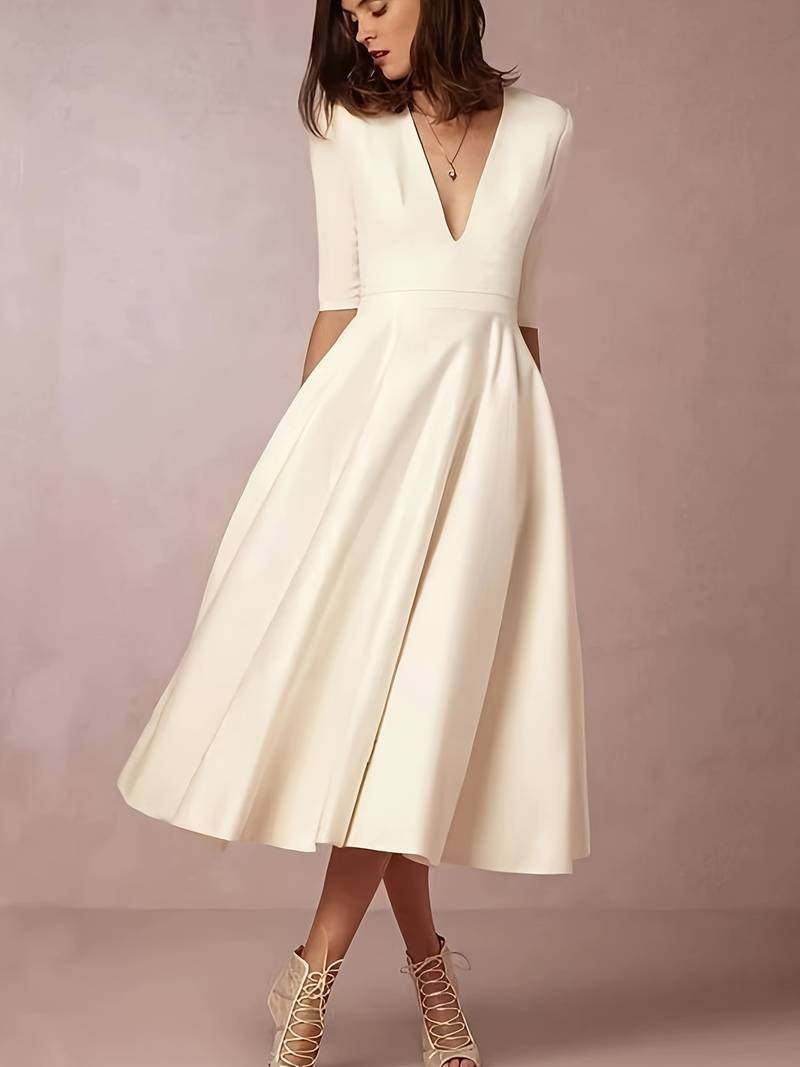 Evelyn | Elegancka Midi Sukienka dla Kobiet na Ślub