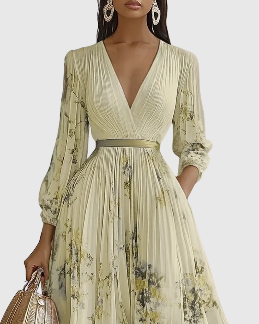 Rowella | Elegancka Maxi Sukienka z Faldami