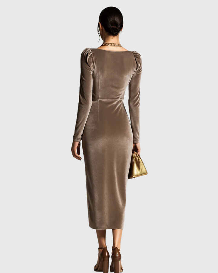 Eadoline | Elegancka Midi Sukienka z Faldami
