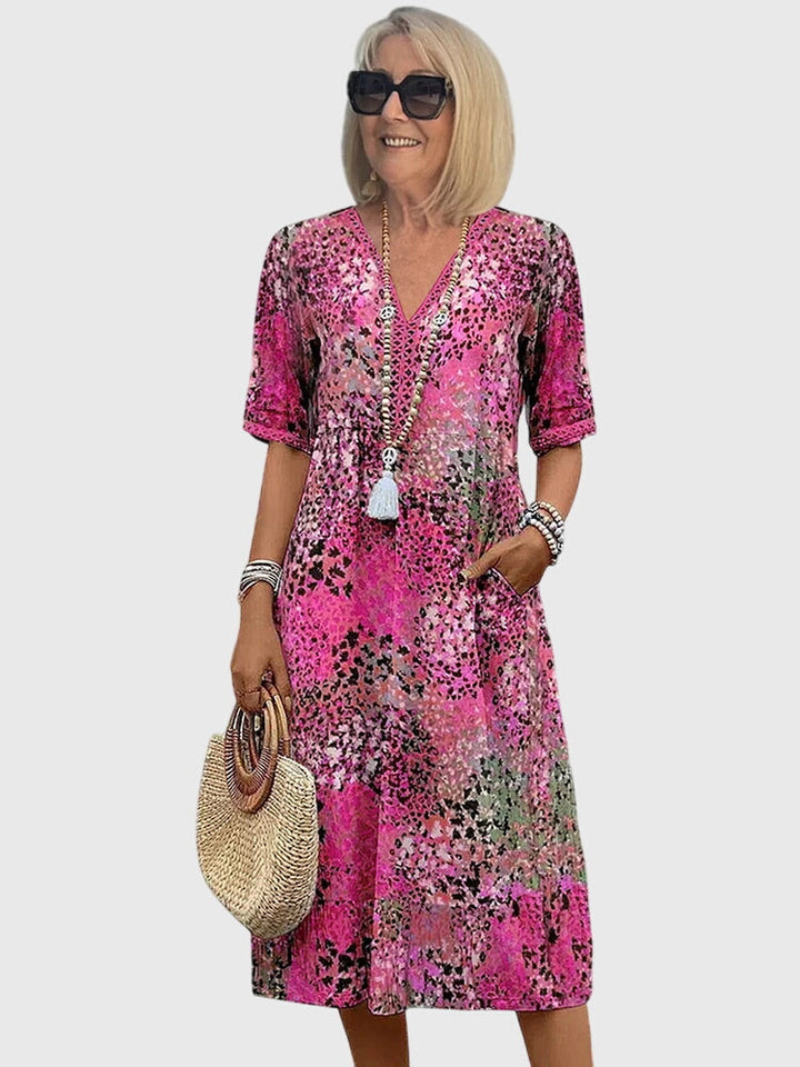 Yvonna | Elegancka Kwiatowa Sukienka Midi