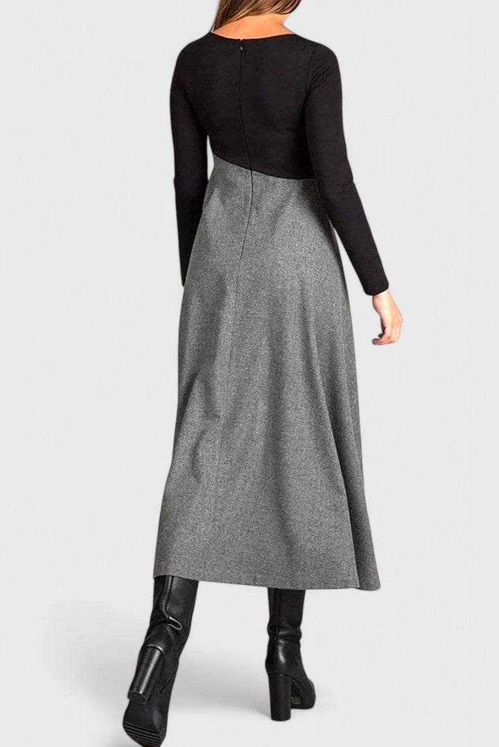 Janet | Elegancka Długa Sukienka Maxi z Długim Rękawem