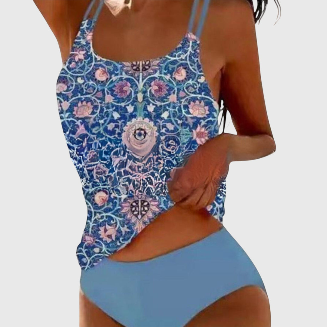 Ava | Kobiecy Strappy Tankini Kostium Kąpielowy z Wzorem