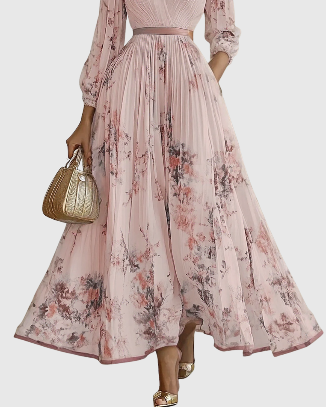 Rowella | Elegancka Maxi Sukienka z Faldami