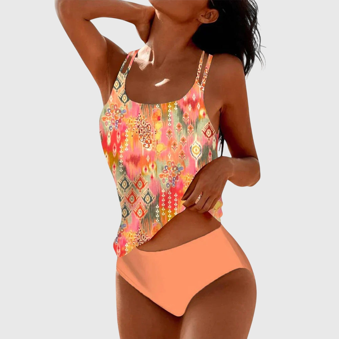 Ava | Kobiecy Strappy Tankini Kostium Kąpielowy z Wzorem