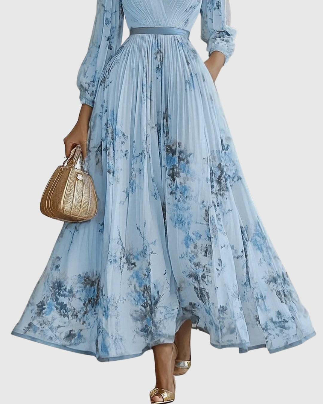 Rowella | Elegancka Maxi Sukienka z Faldami