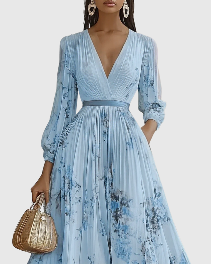 Rowella | Elegancka Maxi Sukienka z Faldami