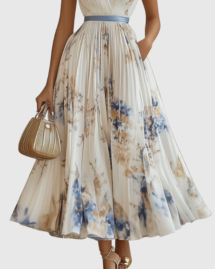 Rowella | Elegancka Maxi Sukienka z Faldami