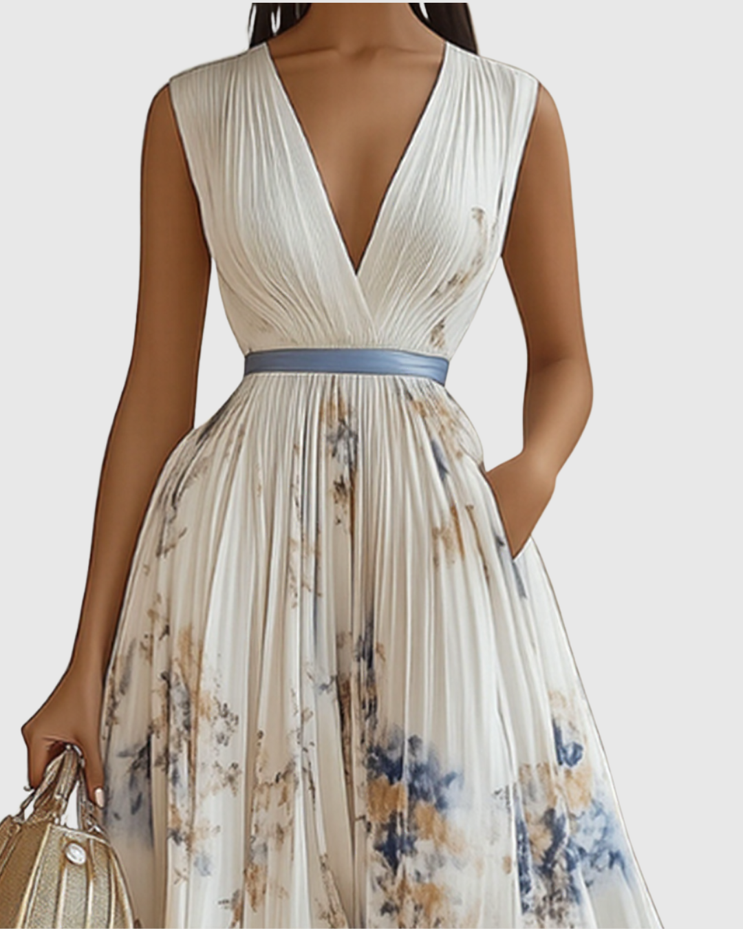 Rowella | Elegancka Maxi Sukienka z Faldami
