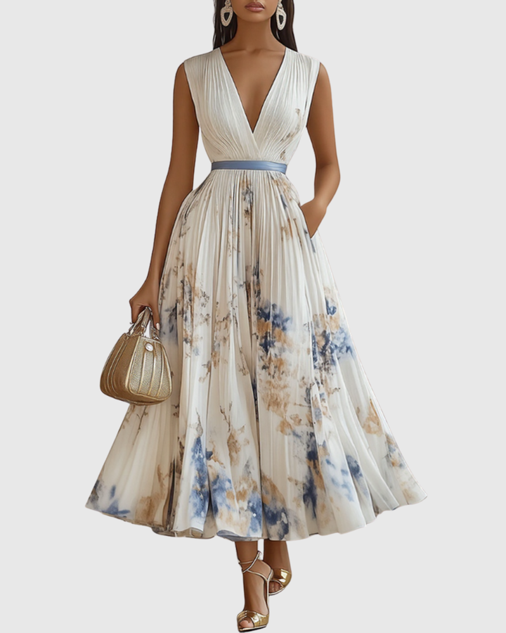 Rowella | Elegancka Maxi Sukienka z Faldami