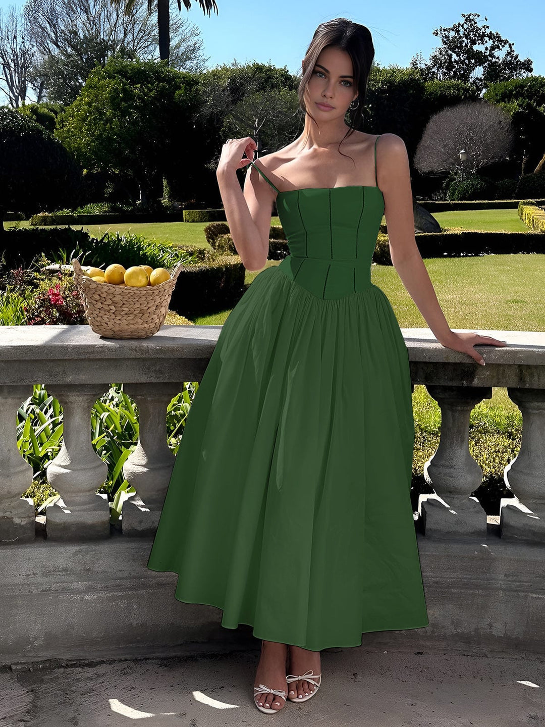 Gabriella | Elegancka Sukienka Midi w Stylu Gorsetowym dla Kobiet na Wesele