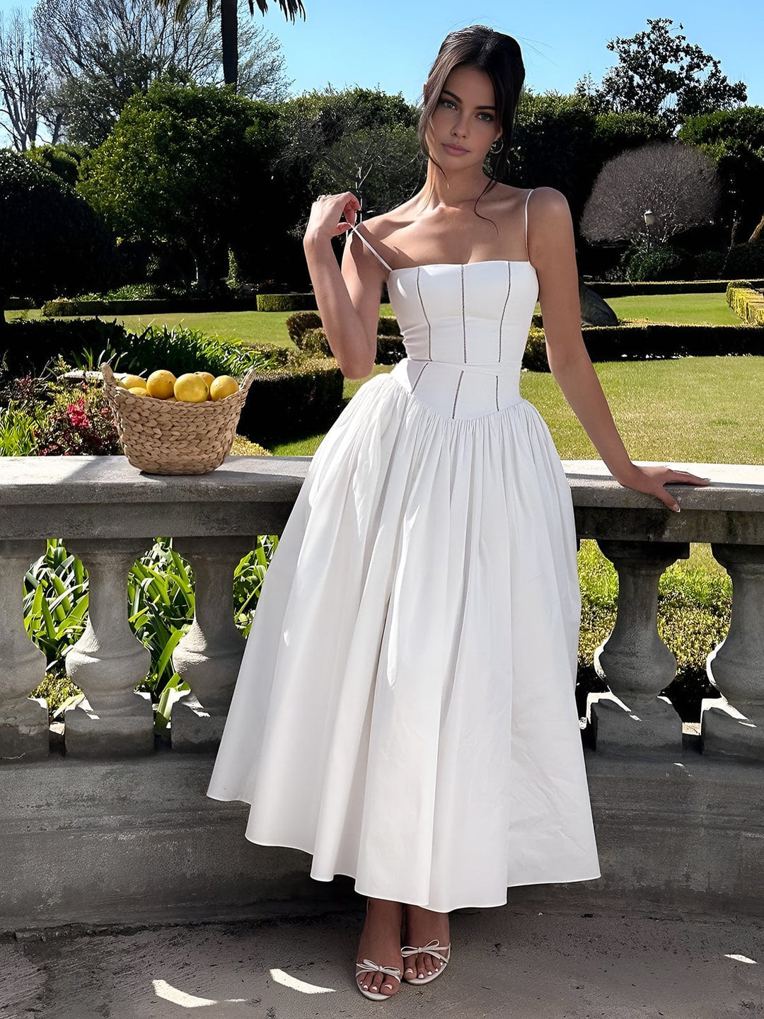 Gabriella | Elegancka Sukienka Midi w Stylu Gorsetowym dla Kobiet na Wesele