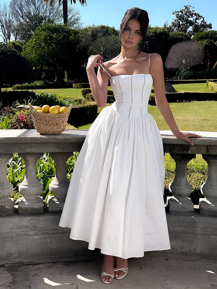 Gabriella | Elegancka Sukienka Midi w Stylu Gorsetowym dla Kobiet na Wesele