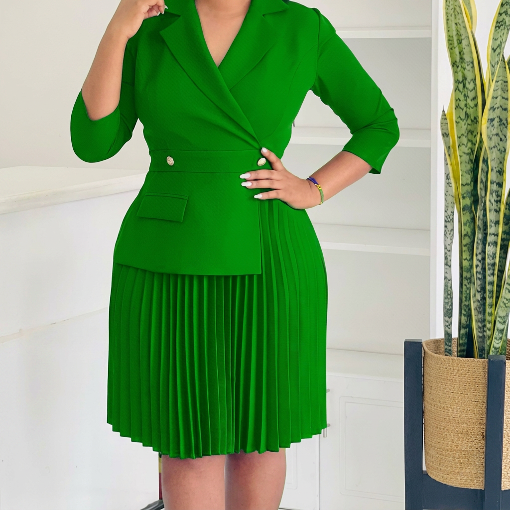 Eleanor | Strukturalna Sukienka Blazer z Plisami