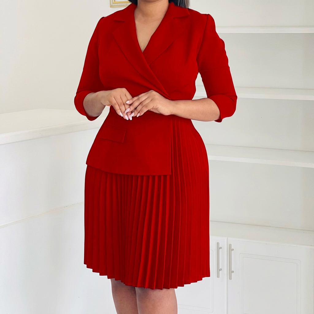 Eleanor | Strukturalna Sukienka Blazer z Plisami