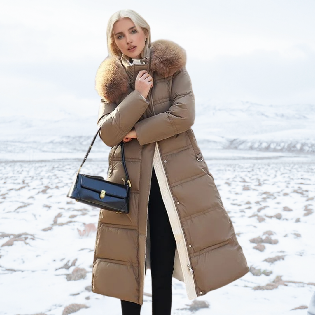Lucia | Designerska Zimowa Parka z Kapturkiem z Futra