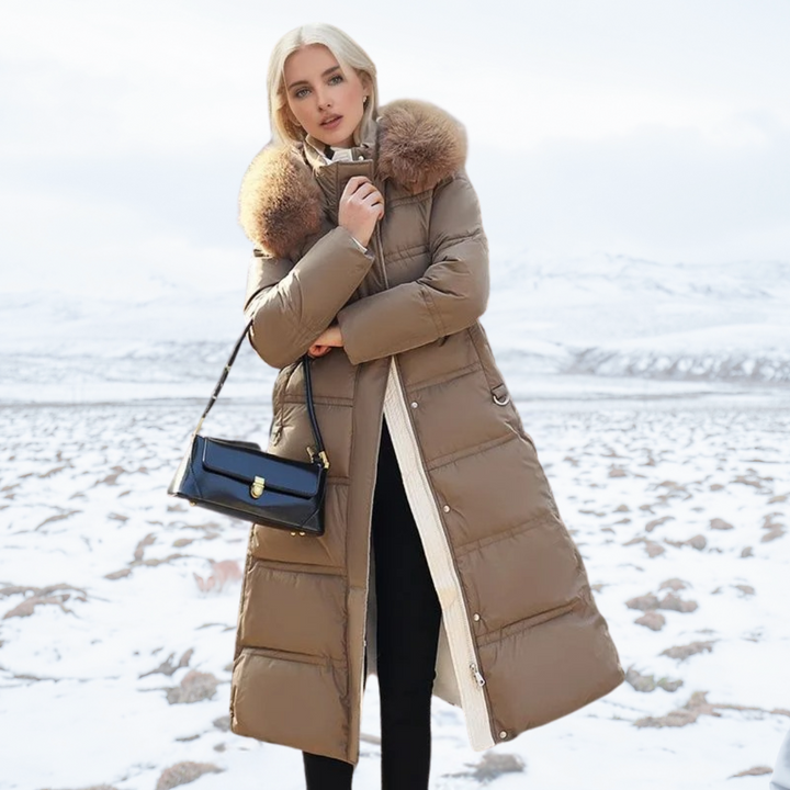 Lucia | Designerska Zimowa Parka z Kapturkiem z Futra
