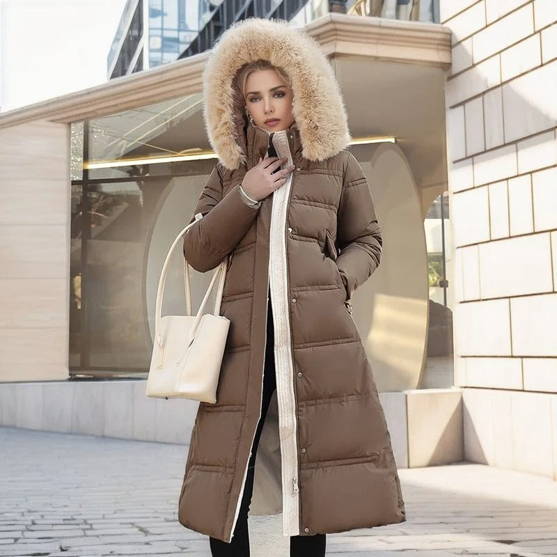 Lucia | Designerska Zimowa Parka z Kapturkiem z Futra