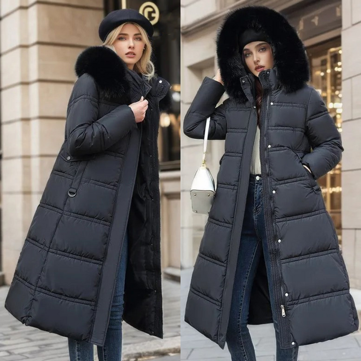 Lucia | Designerska Zimowa Parka z Kapturkiem z Futra