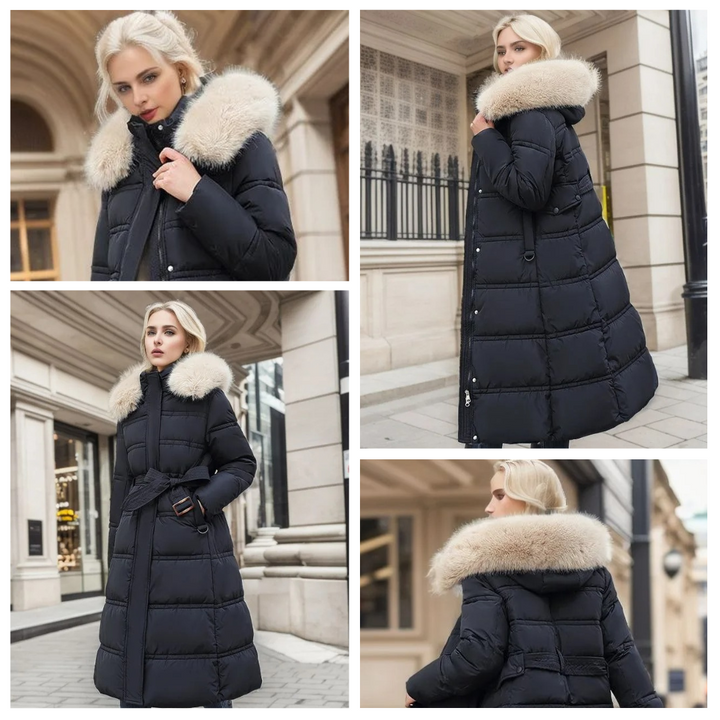 Lucia | Designerska Zimowa Parka z Kapturkiem z Futra
