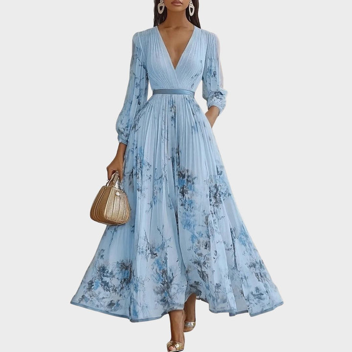 Rowella | Elegancka Maxi Sukienka z Faldami