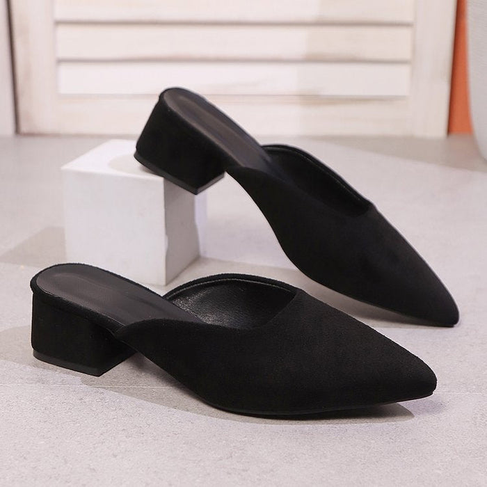 Damskie Eleganckie Mules Spiczasty Nosek Słupek