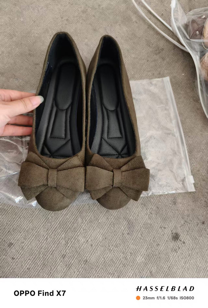 Damskie Baleriny z Kokardą Płaskie Buty na Co Dzień