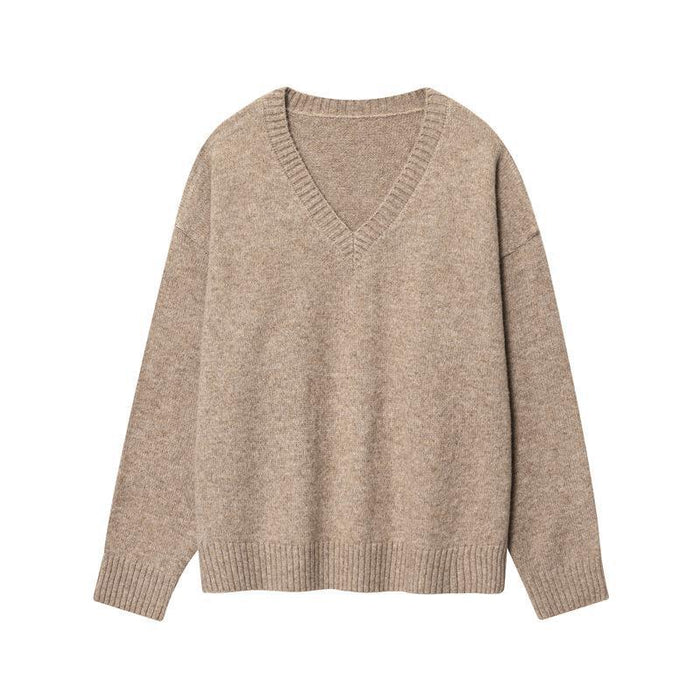 Damski Sweter z Dekoltem w Serek Luźny Krój