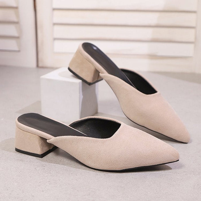 Damskie Eleganckie Mules Spiczasty Nosek Słupek
