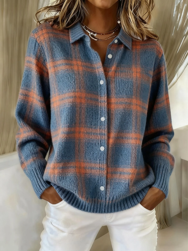Mira – Sweter z dzianiny w kratę