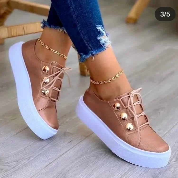 Serena | Ortopedyczne Sneakersy na Platformie z Okrągłym Nosem