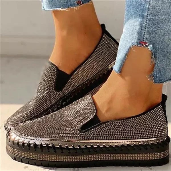 Damskie Buty Slip-On z Kryształkami na Platformie