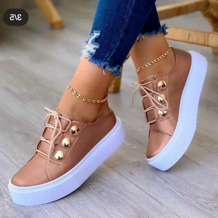 Serena | Ortopedyczne Sneakersy na Platformie z Okrągłym Nosem