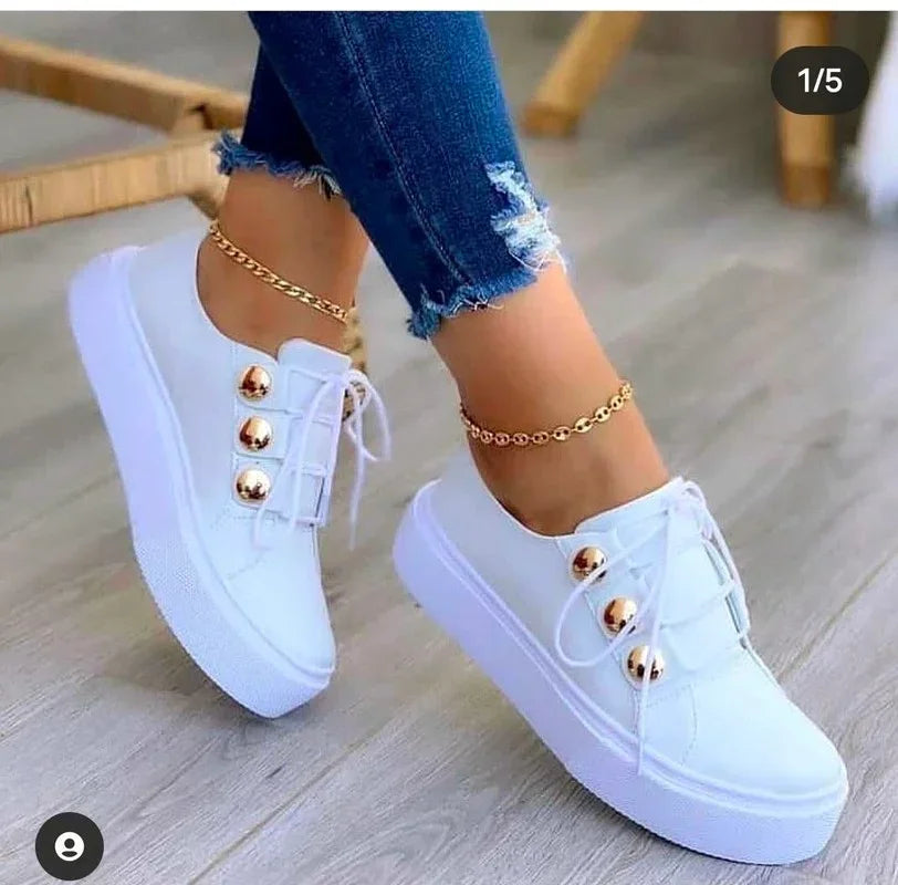 Serena | Ortopedyczne Sneakersy na Platformie z Okrągłym Nosem