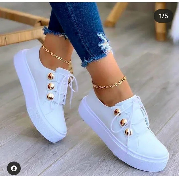 Serena | Ortopedyczne Sneakersy na Platformie z Okrągłym Nosem