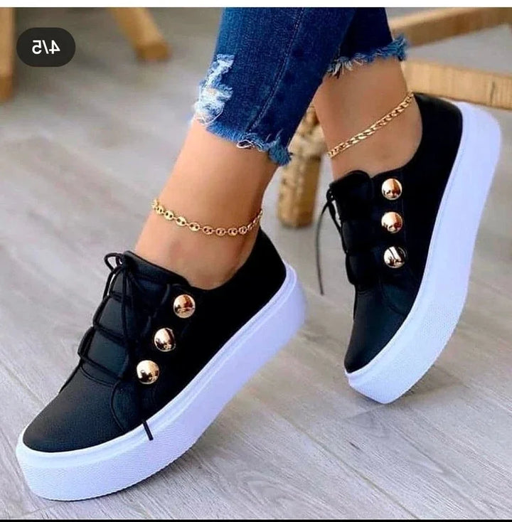 Serena | Ortopedyczne Sneakersy na Platformie z Okrągłym Nosem