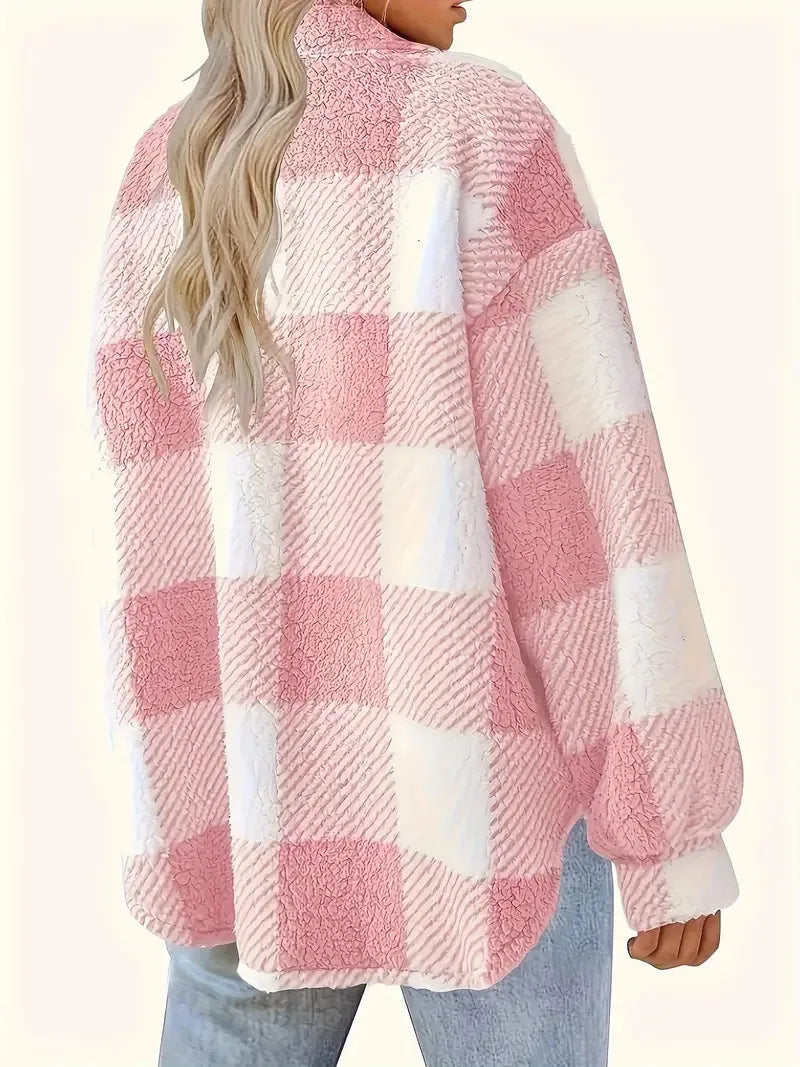 Martin | Stylowa Kurtka Fleece w Kratę