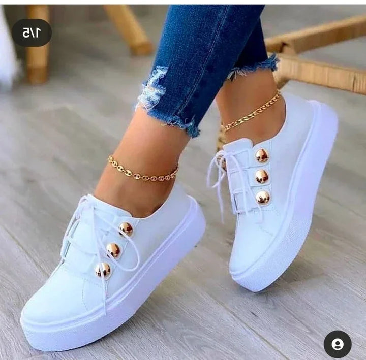 Serena | Ortopedyczne Sneakersy na Platformie z Okrągłym Nosem