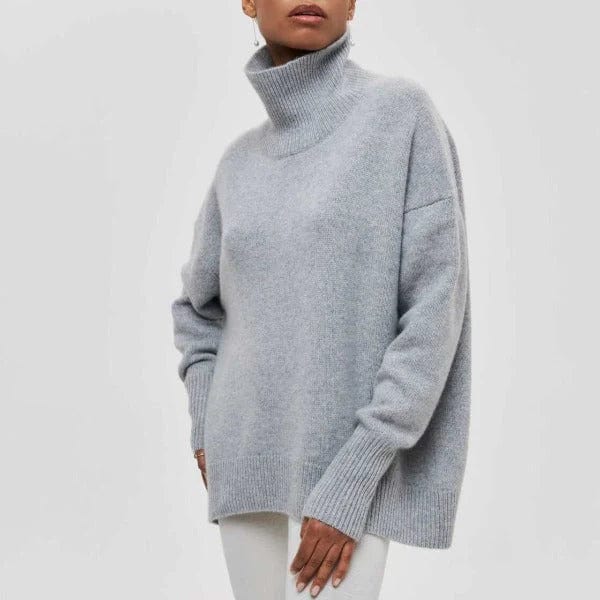 Damski Sweter z Golfem Oversize Krótki Rękaw