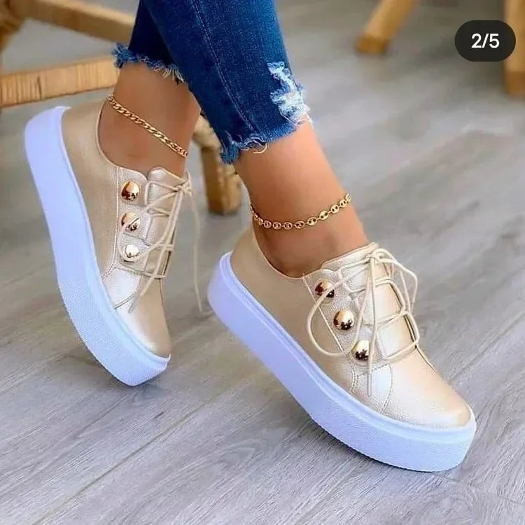 Serena | Ortopedyczne Sneakersy na Platformie z Okrągłym Nosem