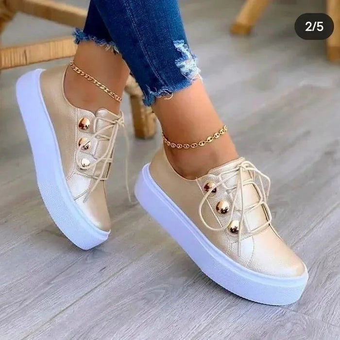 Serena | Ortopedyczne Sneakersy na Platformie z Okrągłym Nosem