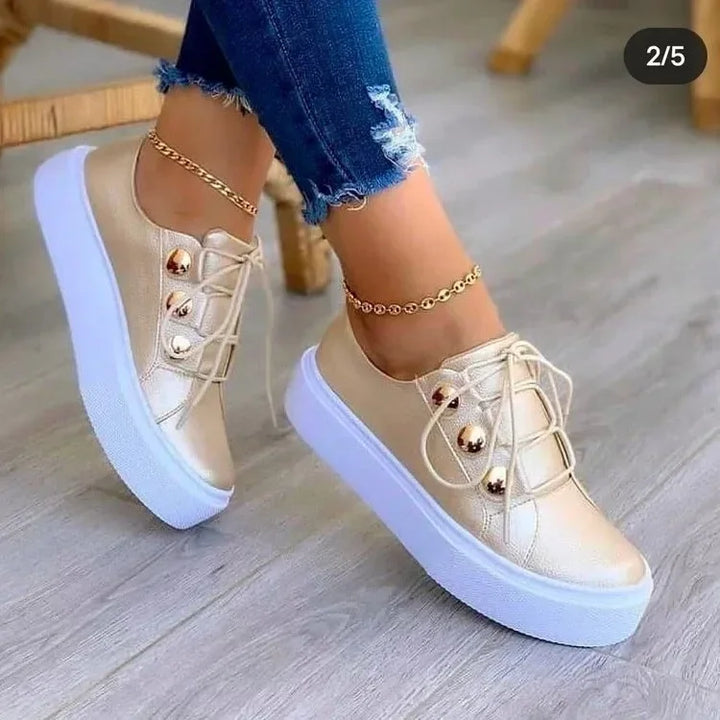 Serena | Ortopedyczne Sneakersy na Platformie z Okrągłym Nosem