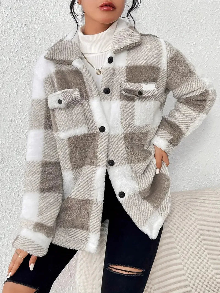 Martin | Stylowa Kurtka Fleece w Kratę